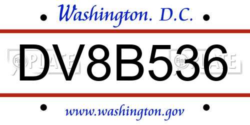 DV8B536 District Of Columbia License Plate