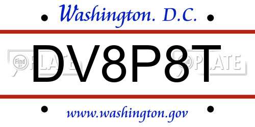 DV8P8T District Of Columbia License Plate