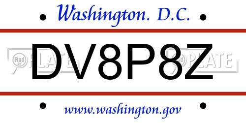 DV8P8Z District Of Columbia License Plate