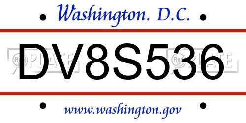 DV8S536 District Of Columbia License Plate