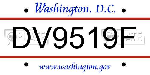 DV9519F District Of Columbia License Plate