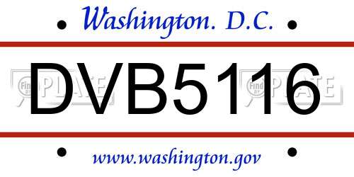 DVB5116 District Of Columbia License Plate