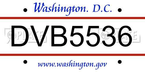 DVB5536 District Of Columbia License Plate