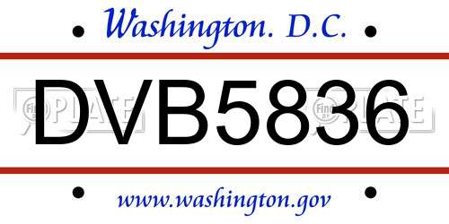 DVB5836 District Of Columbia License Plate