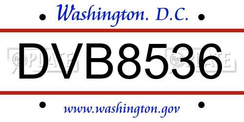 DVB8536 District Of Columbia License Plate