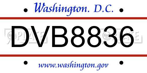 DVB8836 District Of Columbia License Plate