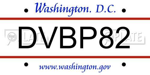 DVBP82 District Of Columbia License Plate