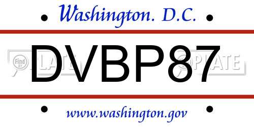 DVBP87 District Of Columbia License Plate