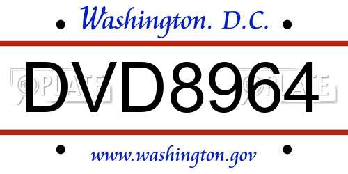 DVD8964 District Of Columbia License Plate
