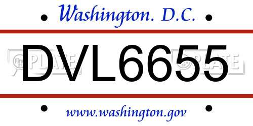 DVL6655 District Of Columbia License Plate