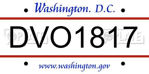 DVO1817 District Of Columbia License Plate