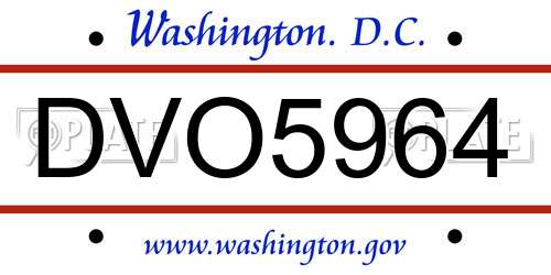 DVO5964 District Of Columbia License Plate