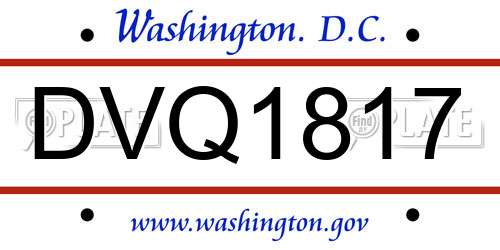 DVQ1817 District Of Columbia License Plate