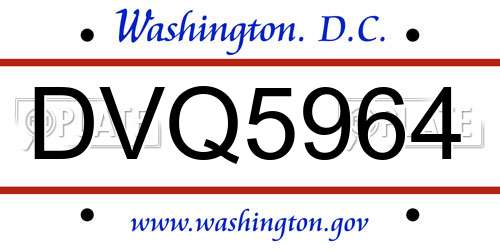 DVQ5964 District Of Columbia License Plate