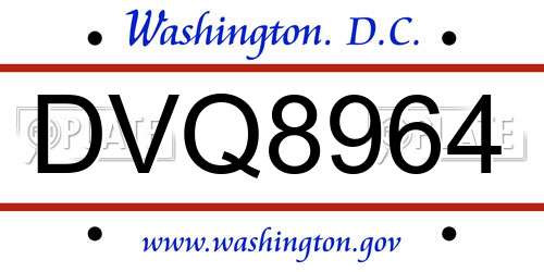 DVQ8964 District Of Columbia License Plate