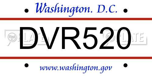 DVR520 District Of Columbia License Plate