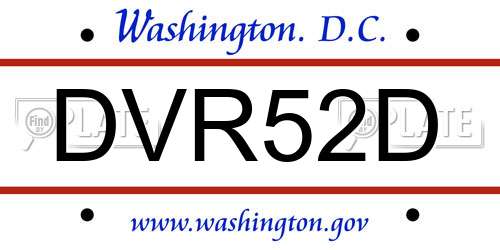 DVR52D District Of Columbia License Plate