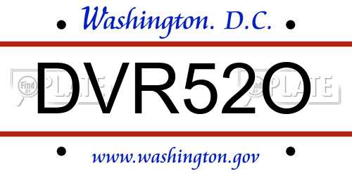 DVR52O District Of Columbia License Plate