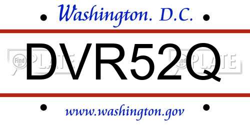 DVR52Q District Of Columbia License Plate