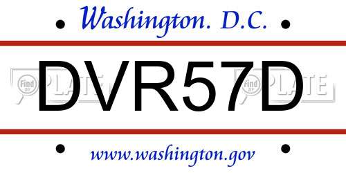 DVR57D District Of Columbia License Plate