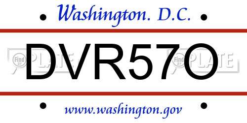 DVR57O District Of Columbia License Plate