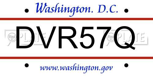 DVR57Q District Of Columbia License Plate