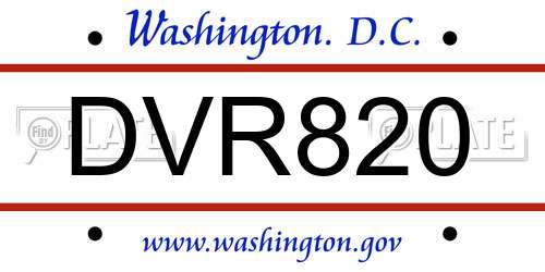 DVR820 District Of Columbia License Plate