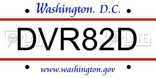 DVR82D District Of Columbia License Plate