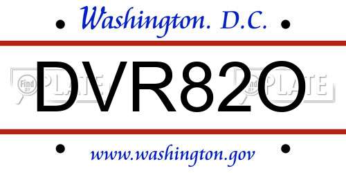 DVR82O District Of Columbia License Plate