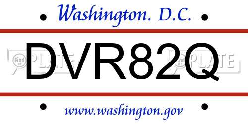 DVR82Q District Of Columbia License Plate
