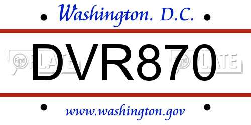 DVR870 District Of Columbia License Plate