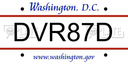 DVR87D District Of Columbia License Plate