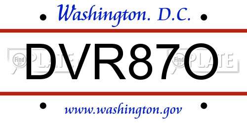 DVR87O District Of Columbia License Plate