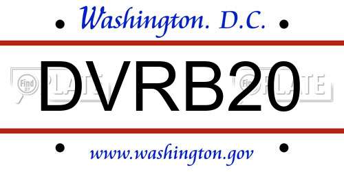 DVRB20 District Of Columbia License Plate