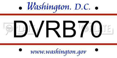 DVRB70 District Of Columbia License Plate