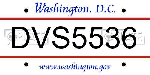 DVS5536 District Of Columbia License Plate