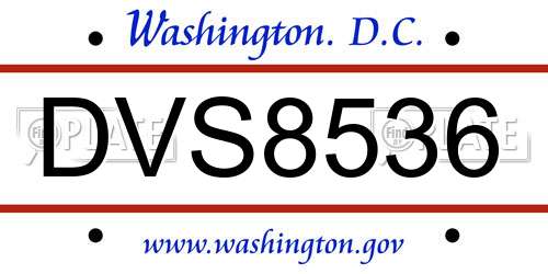 DVS8536 District Of Columbia License Plate