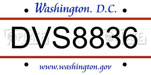 DVS8836 District Of Columbia License Plate