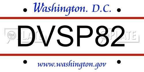 DVSP82 District Of Columbia License Plate