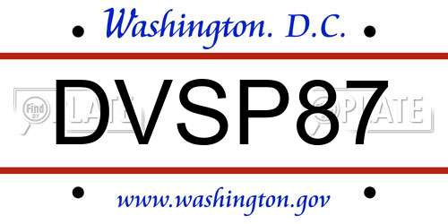 DVSP87 District Of Columbia License Plate