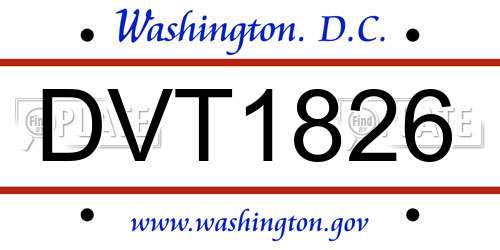 DVT1826 District Of Columbia License Plate