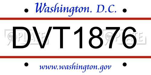 DVT1876 District Of Columbia License Plate