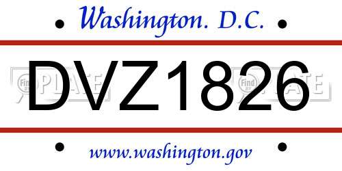 DVZ1826 District Of Columbia License Plate