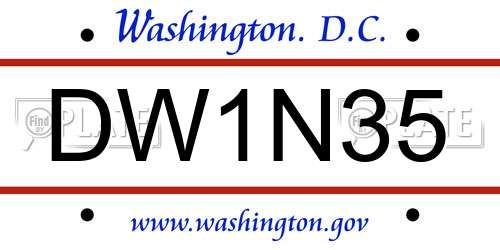 DW1N35 District Of Columbia License Plate