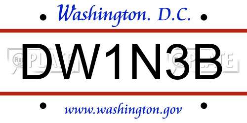 DW1N3B District Of Columbia License Plate
