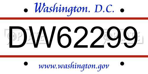 DW62299 District Of Columbia License Plate