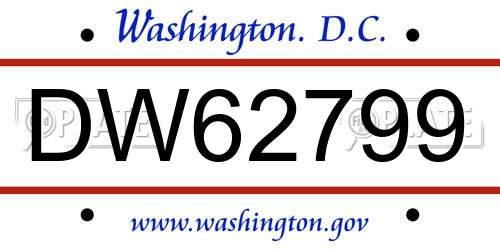 DW62799 District Of Columbia License Plate