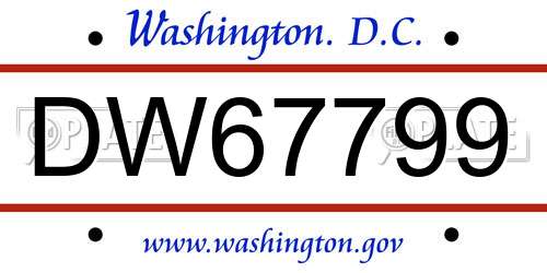 DW67799 District Of Columbia License Plate