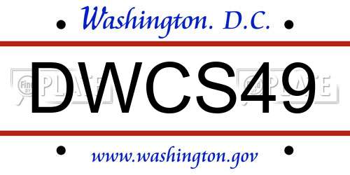 DWCS49 District Of Columbia License Plate