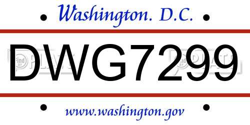 DWG7299 District Of Columbia License Plate